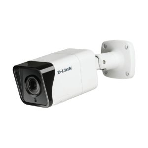 Cámara de seguridad IP exterior D-Link DCS-4718E con resolución 4K (3840 x 2160 Pixeles) montada en pared para videovigilancia