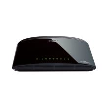 Switch de red D-Link DES-1008D, no administrado, con conexiones Fast Ethernet de 10/100 Mbps, en color negro. SKU DES-1008D.