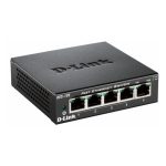 Imagen del switch D-Link DES-105 no administrado L2, color negro, con 5 puertos Ethernet. SKU: DES-105/E