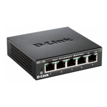 Imagen del switch D-Link DES-105 no administrado L2, color negro, con 5 puertos Ethernet. SKU: DES-105/E