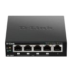 Switch D-Link DGS-1005P/E, no administrado, 5 puertos Gigabit Ethernet (10/100/1000), con soporte PoE, color negro, SKU DGS-1005P/E