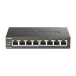D-Link DGS-1008P/E, switch no administrado L2 Gigabit Ethernet (10/100/1000) con PoE, color negro, SKU DGS-1008P/E