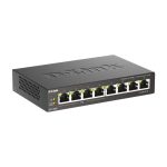 D-Link DGS-1008P/E, switch no administrado L2 Gigabit Ethernet (10/100/1000) con PoE, color negro, SKU DGS-1008P/E