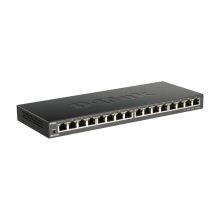 Imagen del switch D-Link DGS-1016S, no administrado, con 16 puertos Gigabit Ethernet (10/100/1000), color negro, SKU DGS-1016S/E