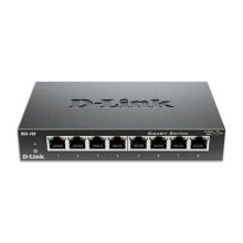 Imagen del switch D-Link DGS-108 negro, con 8 puertos Ethernet Gigabit, SKU DGS-108/E