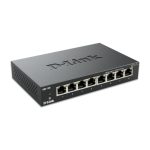 Imagen del switch D-Link DGS-108 negro, con 8 puertos Ethernet Gigabit, SKU DGS-108/E