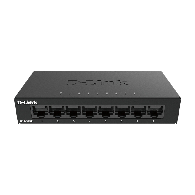 D-Link DGS-108GL No administrado Gigabit Ethernet (10/100/1000) Negro 1 D-Link DGS-108GL switch Gigabit Ethernet de color negro