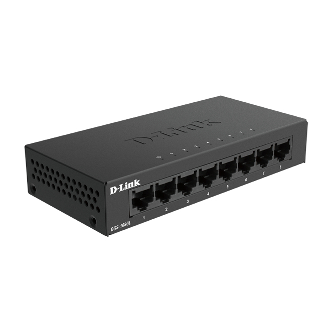 D-Link DGS-108GL No administrado Gigabit Ethernet (10/100/1000) Negro 2 D-Link DGS-108GL switch Gigabit Ethernet con múltiples puertos Ethernet