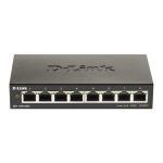 Switch gestionado D-Link DGS-1100-08V2 con puertos Gigabit Ethernet 10/100/1000 en color negro. SKU DGS-1100-08V2/E