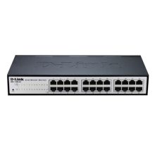Imagen del D-Link DGS-1100-24V2, un switch gestionado L2 Gigabit Ethernet de 24 puertos, SKU DGS-1100-24V2/E. Color negro y gris.
