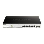 Switch gestionado D-Link DGS-1210-10MP con puertos Gigabit Ethernet y energía sobre Ethernet, color negro y gris, SKU DGS-1210-10MP/E