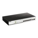 Switch gestionado D-Link DGS-1210-10MP con puertos Gigabit Ethernet y energía sobre Ethernet, color negro y gris, SKU DGS-1210-10MP/E