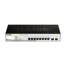 Imagen del switch D-Link DGS-1210-10P gestionado L2 con 10 puertos Gigabit Ethernet y soporte PoE, SKU DGS-1210-10P/E en color negro.