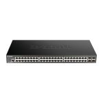 Imagen del switch D-Link DGS-1250-52X, gestionado L3, con puertos Gigabit Ethernet (10/100/1000), color negro, SKU DGS-1250-52X/E