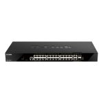 Switch gestionado D-Link DGS-1520-28 con soporte para capas L3, 10G Ethernet, tamaño 1U, color negro. SKU: DGS-1520-28