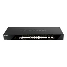 Switch gestionado D-Link DGS-1520-28 con soporte para capas L3, 10G Ethernet, tamaño 1U, color negro. SKU: DGS-1520-28