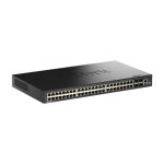 Switch gestionado D-Link DGS-1530-52P/E de 52 puertos con conexión Gigabit Ethernet (10/100/1000) y PoE, color negro. SKU DGS-1530-52P/E.