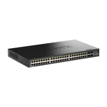 Switch gestionado D-Link DGS-1530-52P/E de 52 puertos con conexión Gigabit Ethernet (10/100/1000) y PoE, color negro. SKU DGS-1530-52P/E.