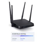 D-Link AC1200 router inalámbrico con Gigabit Ethernet, doble banda (2,4 GHz / 5 GHz) en color negro. Modelo SKU DIR-842V2