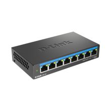 Vista frontal del switch D-Link DMS-108, no administrado, L2, con puertos Ethernet 2.5G, modelo SKU DMS-108/E