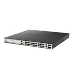 Switch D-Link DMS-3130-30PS gestionado L3 con soporte para velocidades 10G Ethernet, energía sobre Ethernet (PoE), en color negro. SKU: DMS-3130-30PS/E