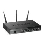 Router negro D-Link DSR-1000AC con capacidad Gigabit Ethernet, doble banda 2.4 GHz y 5 GHz. SKU DSR-1000AC