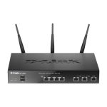Router negro D-Link DSR-1000AC con capacidad Gigabit Ethernet, doble banda 2.4 GHz y 5 GHz. SKU DSR-1000AC