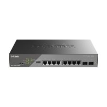 Imagen del D-Link DSS-200G-10MP/E, un switch gestionado L2 que soporta Gigabit Ethernet 10/100/1000 y cuenta con funcionalidad PoE, en color gris y formato 1U. SKU: DSS-200G-10MP/E.