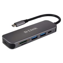 D-Link DUB-2325, base para portátil y replicador de puertos USB Tipo C, color gris, SKU: DUB-2325