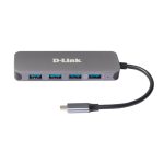 Adaptador D-Link DUB-2340, hub USB Tipo C, velocidad de 5000 Mbit/s, color gris, SKU: DUB-2340