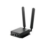 Vista frontal del router D-Link DWM-315, inalámbrico, con puerto Gigabit Ethernet y conectividad 4G en color negro. SKU DWM-315.