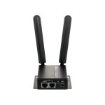 Vista frontal del router D-Link DWM-315, inalámbrico, con puerto Gigabit Ethernet y conectividad 4G en color negro. SKU DWM-315.
