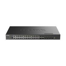 Switch gestionado D-Link DXS-3410-32XY con 32 puertos Fast Ethernet, L3 en color negro. SKU: DXS-3410-32XY