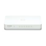 Imagen del D-Link GO-SW-8G/E, switch no administrado Gigabit Ethernet (10/100/1000) en color blanco, SKU GO-SW-8G/E. Ideal para redes cableadas.