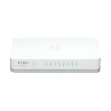 Imagen del D-Link GO-SW-8G/E, switch no administrado Gigabit Ethernet (10/100/1000) en color blanco, SKU GO-SW-8G/E. Ideal para redes cableadas.