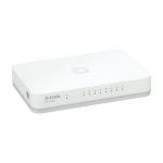 Imagen del D-Link GO-SW-8G/E, switch no administrado Gigabit Ethernet (10/100/1000) en color blanco, SKU GO-SW-8G/E. Ideal para redes cableadas.