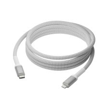 Cable de conector Lightning NBDramante1928 de 2,5 metros en color blanco, SKU CB25CLGR7121, ideal para cargar y sincronizar dispositivos Apple