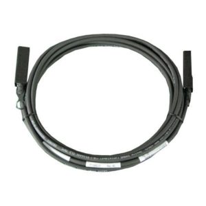 Imagen del cable de fibra óptica e InfiniBand Dell SFP+ de 3 metros en color negro, SKU 407-BBBI.