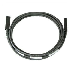 Cable de fibra óptica e InfiniBand de 5 metros DELL en color negro, modelo SFP+ con SKU 470-11431. Ideal para redes de alta velocidad en centros de datos.
