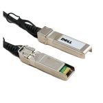Imagen del Cable de fibra óptica e InfiniBand DELL de 10 metros con conectores QSFP+ en color negro y plata, SKU 470-12817