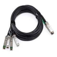 DELL 470-AAXG es un cable de fibra óptica e InfiniBand de 3 metros con conectores QSFP+ a 4x SFP+, ideal para centros de datos.