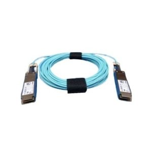 Dell cable de fibra óptica e InfiniBand de 10 metros con conector QSFP28 en color aguamarina. SKU 470-ABPM.