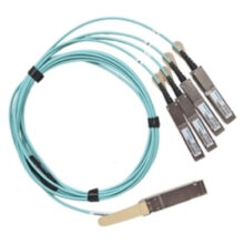 Imagen del cable de fibra óptica e InfiniBand Dell 470-ACUE de 5 metros QSFP28-DD a 2x QSFP28 en color aguamarina
