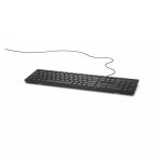 Teclado DELL con cable modelo KB216, disposición QWERTY Internacional, color negro, PN: 580-ADHK. Ideal para entornos de oficina y uso diario.
