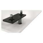 Soporte ajustable para dos monitores DELL, modelo MDA20, ideal para configuraciones duales de escritorio.