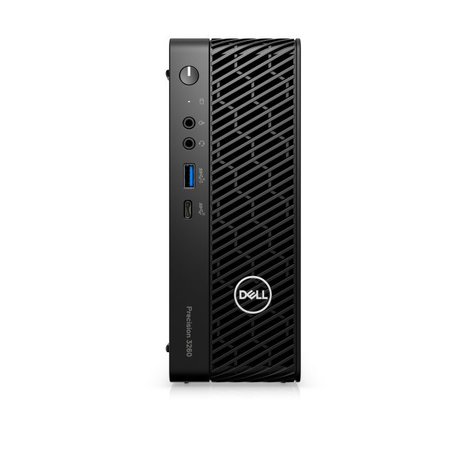DELL Precision 3260 Puesto de trabajo con Intel Core i7 y NVIDIA Quadro Imagen del ordenador de sobremesa DELL Precision 3260 con procesador Intel Core i7-12700, 16 GB DDR5-SDRAM, 512 GB SSD, tarjeta gráfica NVIDIA Quadro T1000 y sistema operativo Windows 11 Pro en color negro. SKU: N005P3260CFFEMEA_VP