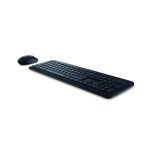 Imagen del teclado y ratón inalámbricos DELL KM3322W, diseñados para oficina, con distribución QWERTY en español y color negro. SKU: KM3322W-R-SPN