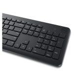 Imagen del teclado y ratón inalámbricos DELL KM3322W, diseñados para oficina, con distribución QWERTY en español y color negro. SKU: KM3322W-R-SPN