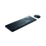 Imagen del teclado y ratón inalámbricos DELL KM3322W, diseñados para oficina, con distribución QWERTY en español y color negro. SKU: KM3322W-R-SPN