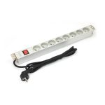 Unidad de distribución de energía Digitus con 8 salidas AC, tamaño 1U, color blanco. SKU: A-19-STRIP-2-IMP